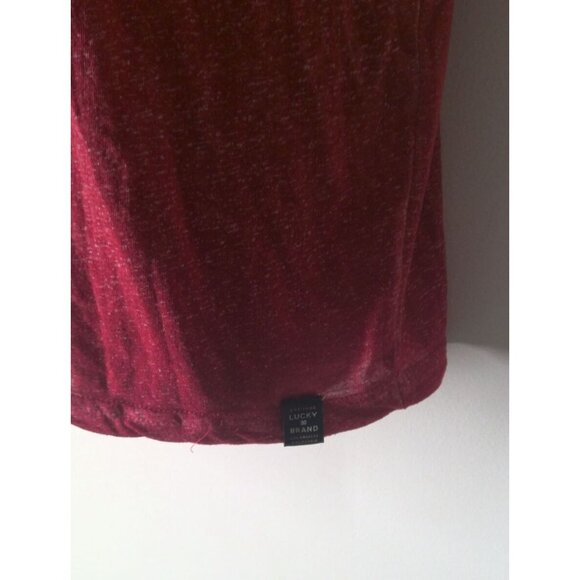 Lucky Brand Sheer Red Venice Burnout Henley T-Shirt Size L - Picture 2 of 3